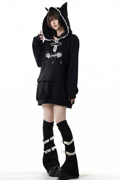 Black Slimming Jacket + Hoodie + Skirt + Leg Warmers