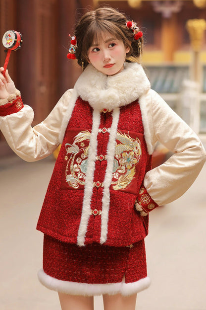 Chinese Red A-Line Skirt