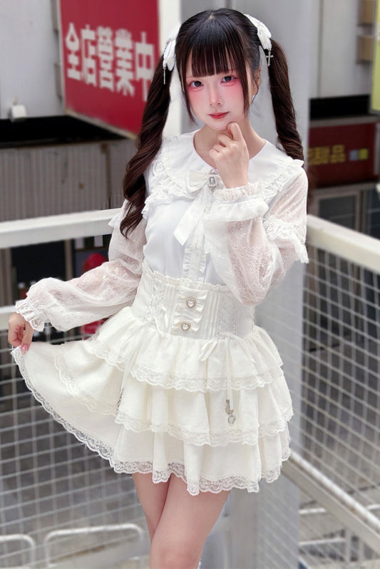 量産型レースブラウス＋コルセットスカート