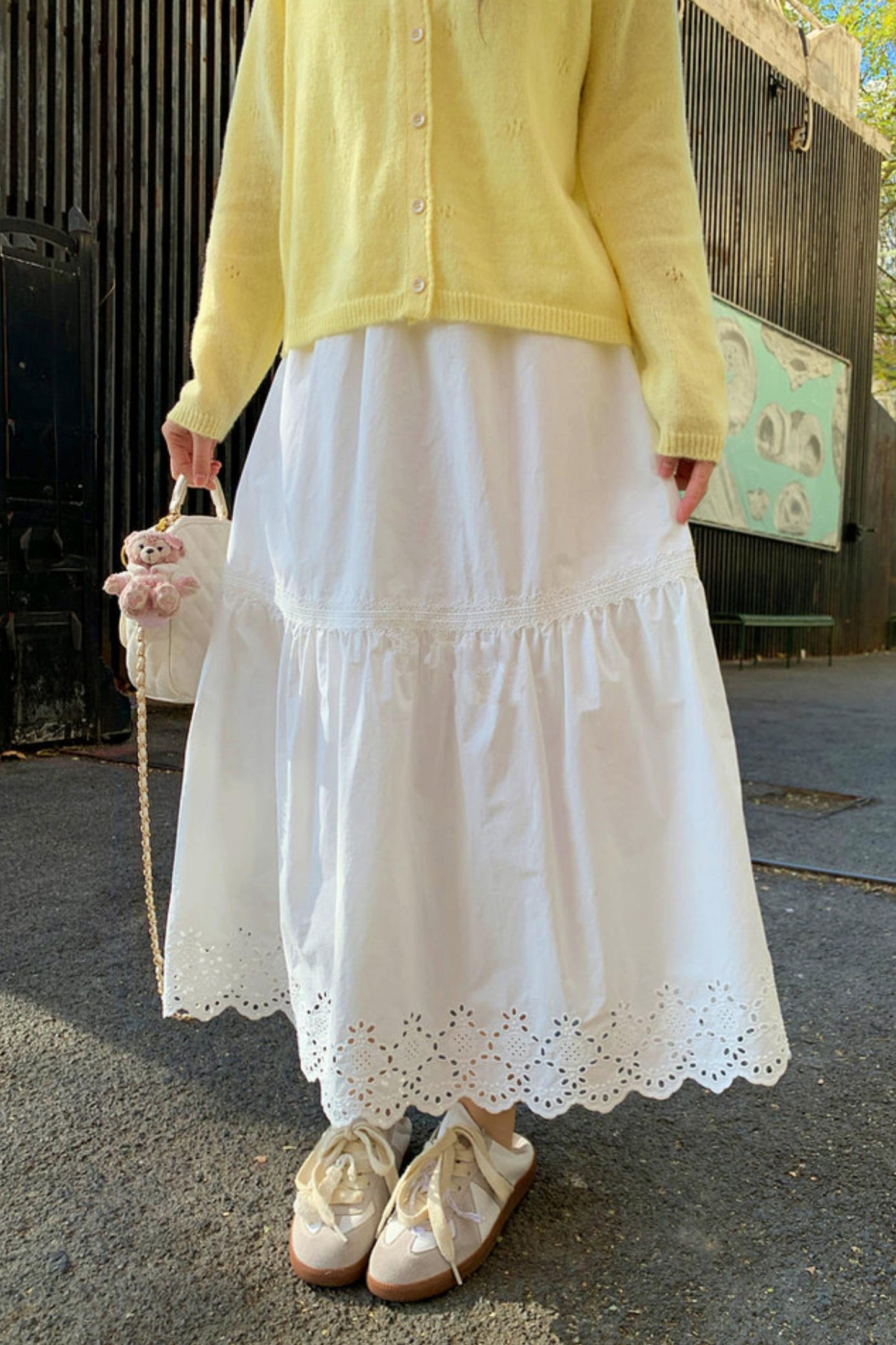 Hollow Lace High-Waisted Skirt