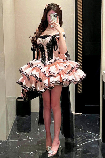 [Pre-order Item] Romantic Lace Mini Lolita Dress + Ribbon Train