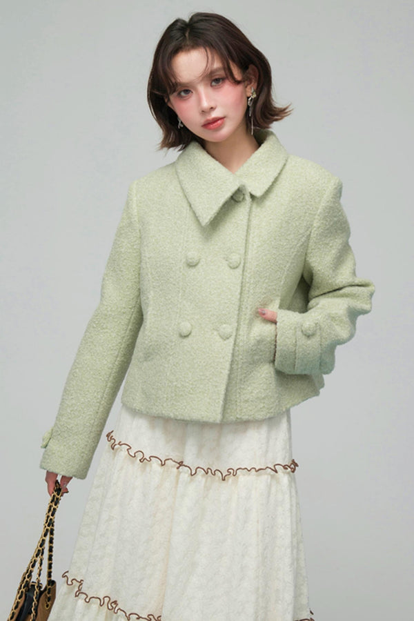 エレガントダイアゴナルウールンコート