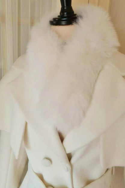 Celebrity Fur Collar Cape Coat