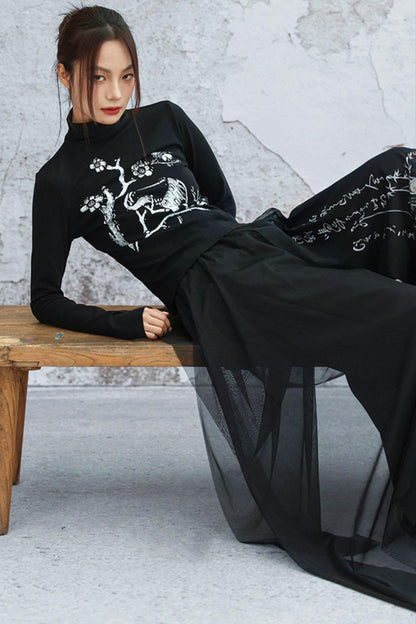 アーティスティックニットスリムフィットトップス