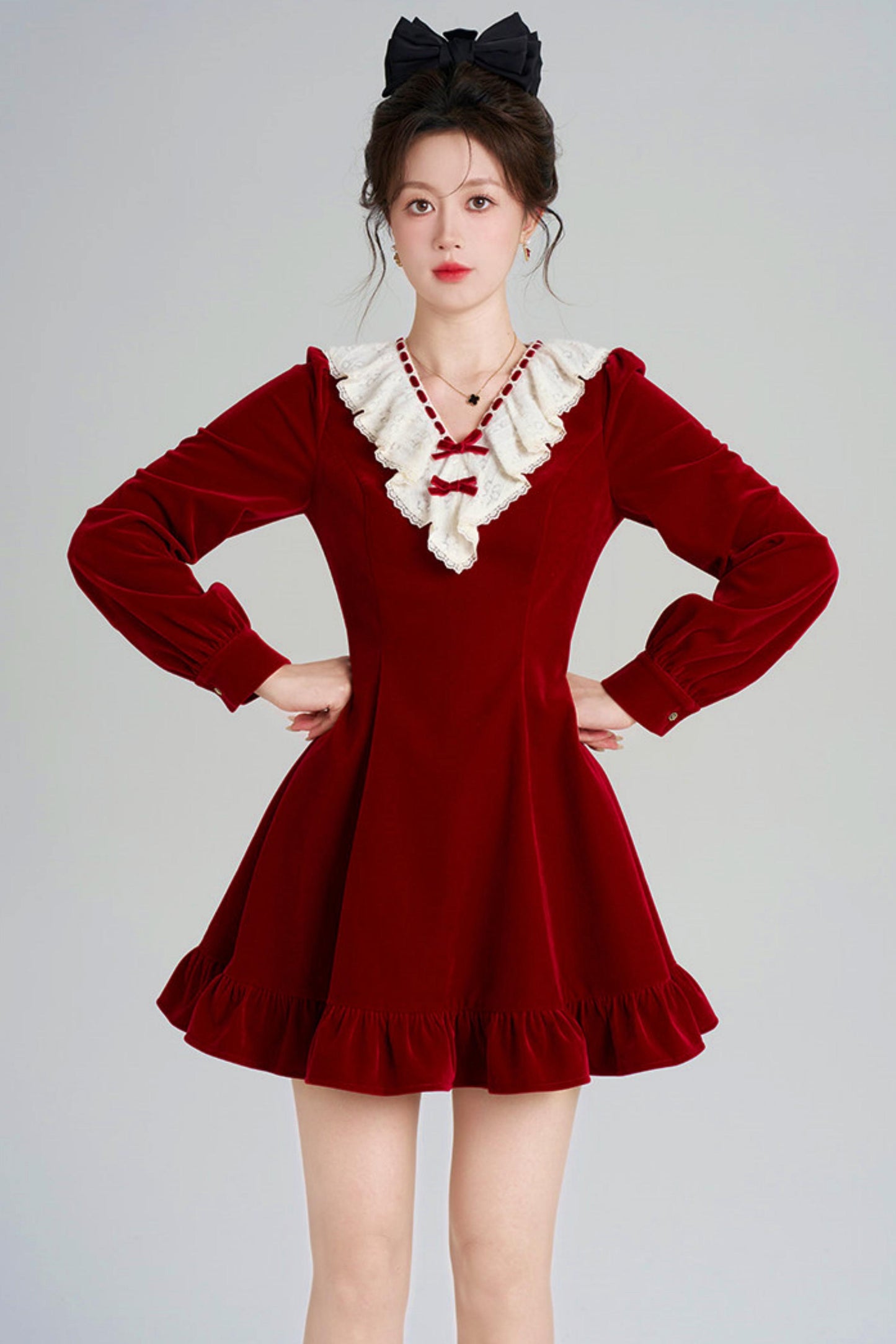 Red Velvet Lace Dress