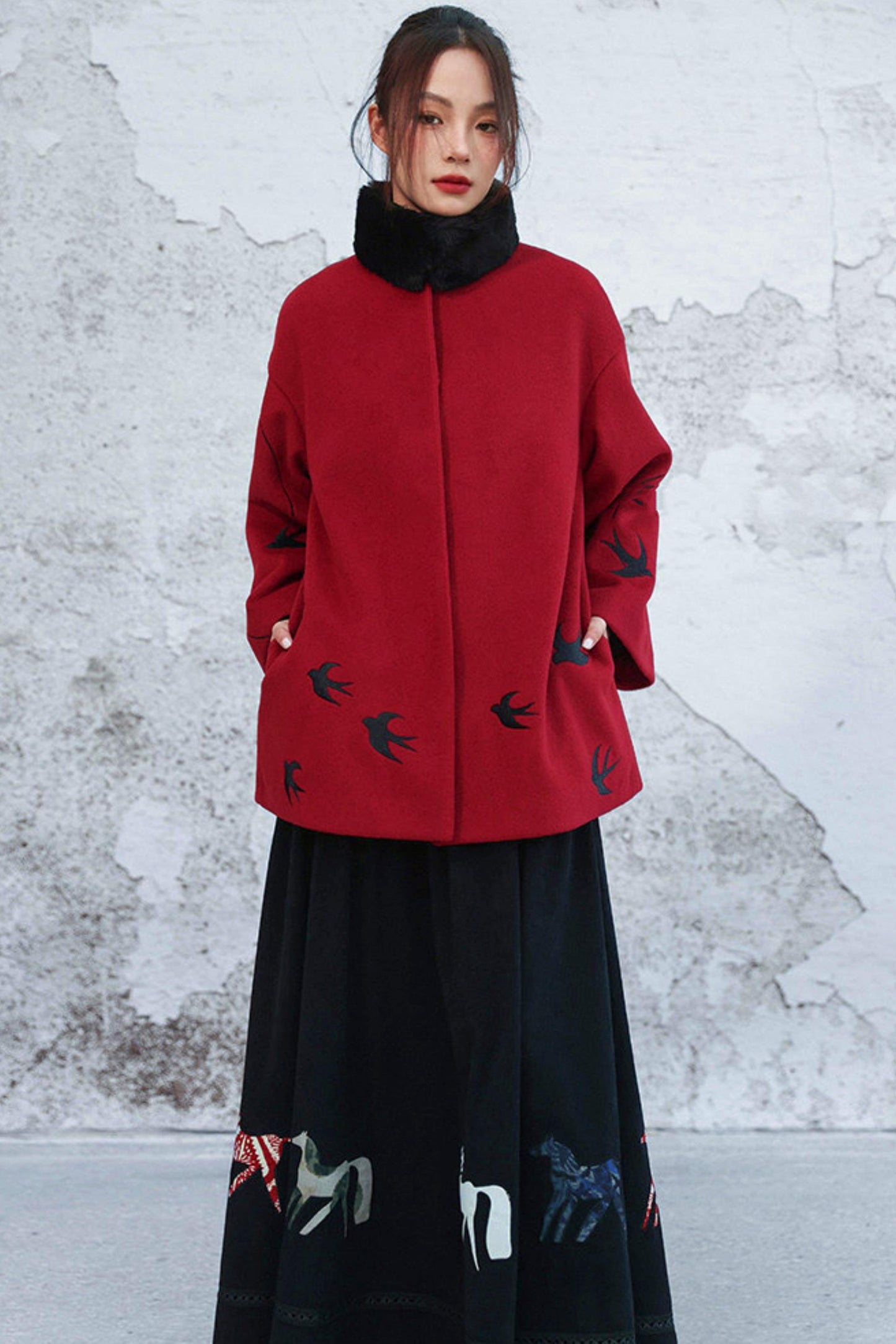 Fayan Embroidered Wool Coat