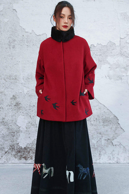 Fayan Embroidered Wool Coat