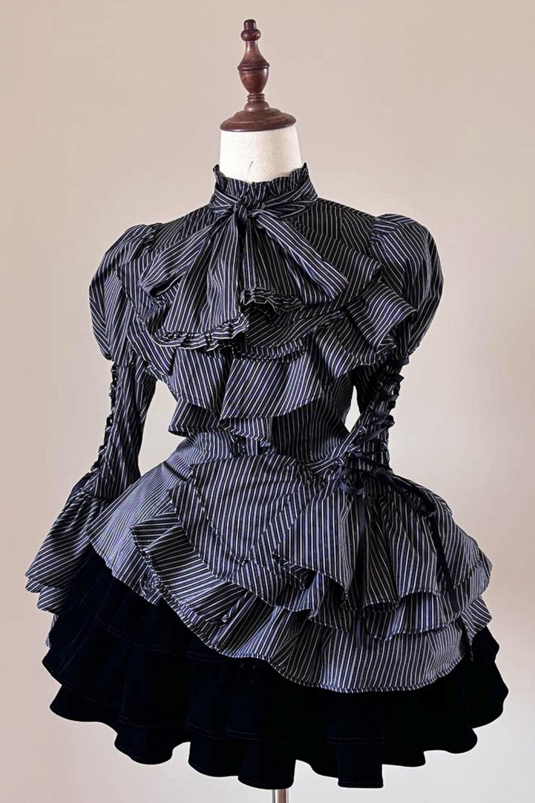 Princess Sleeve Gothic Striped Lolita Blouse