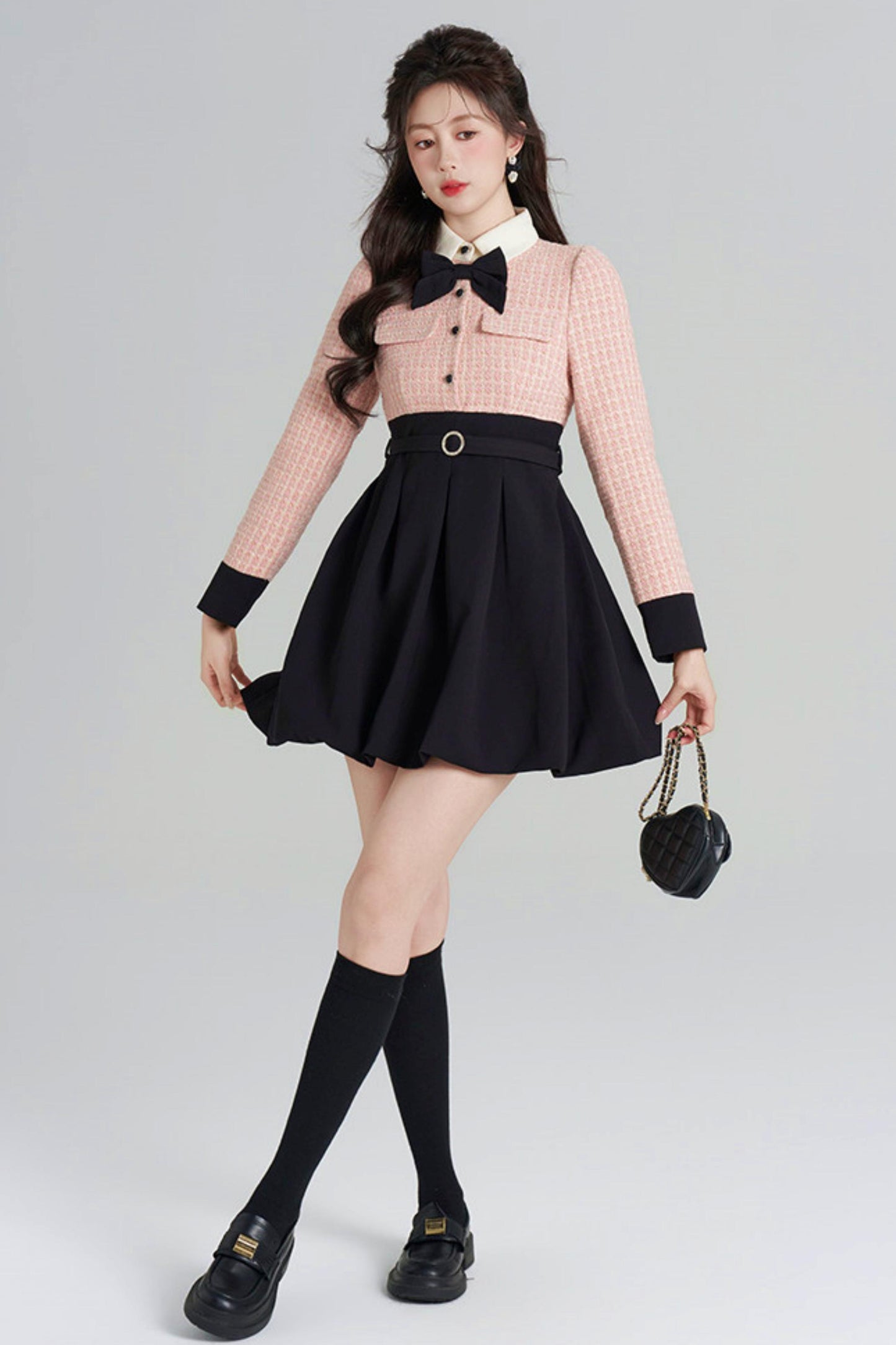 Woolen Floral Two-Piece Dress