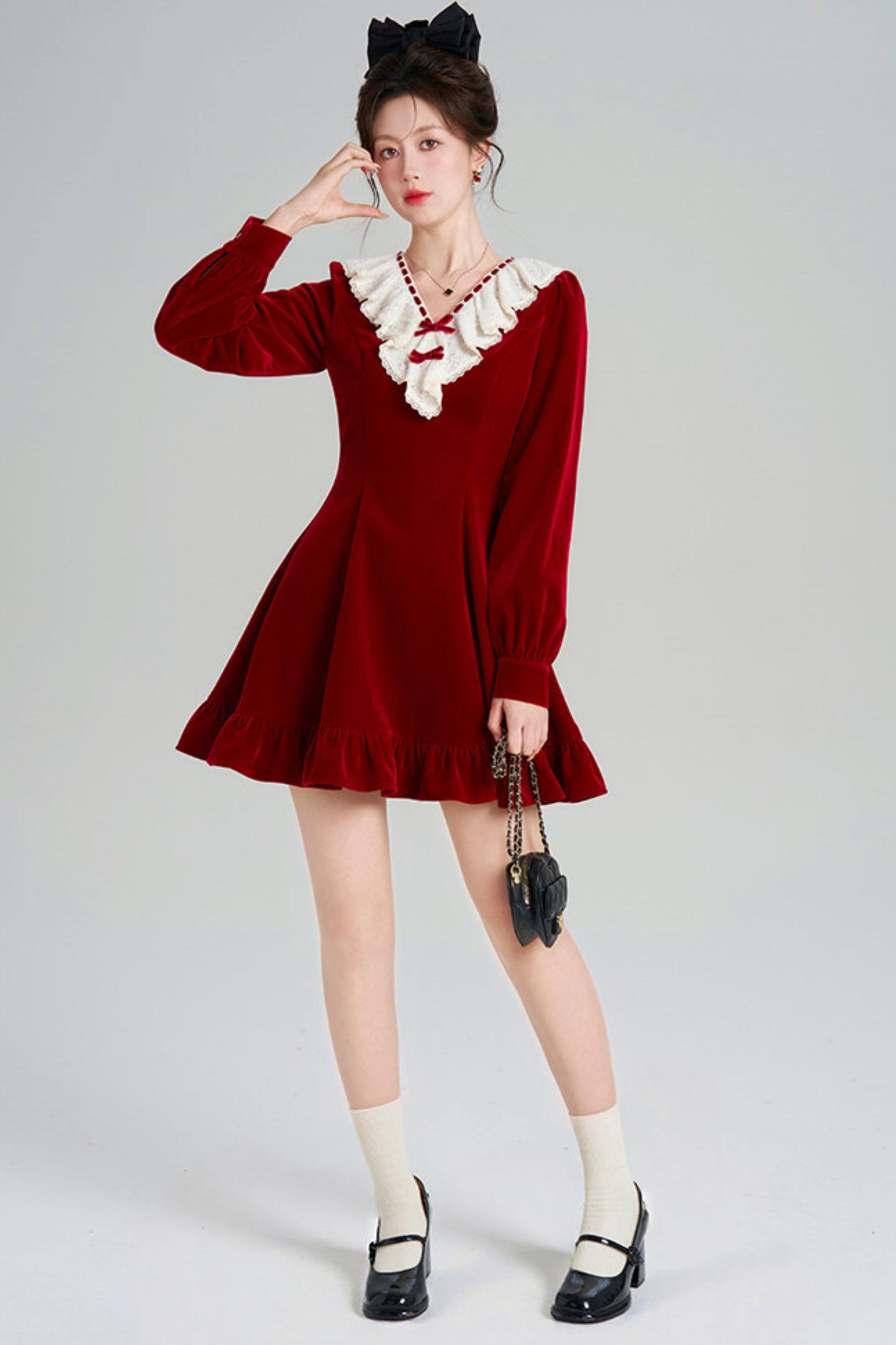 Red Velvet Lace Dress