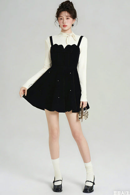 Black Velvet Beaded Dress + Top