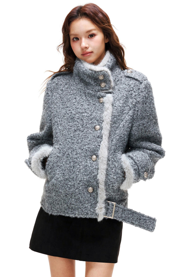 スタンドカラーモードコート