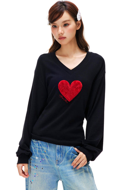 Love Heart V Neck Top