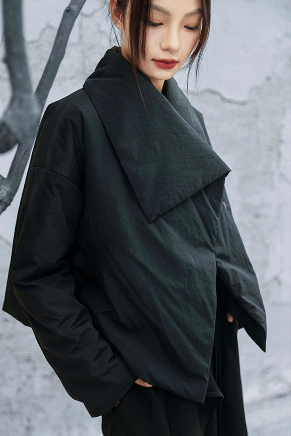 コンバーティブルネックラインコットンジャケット