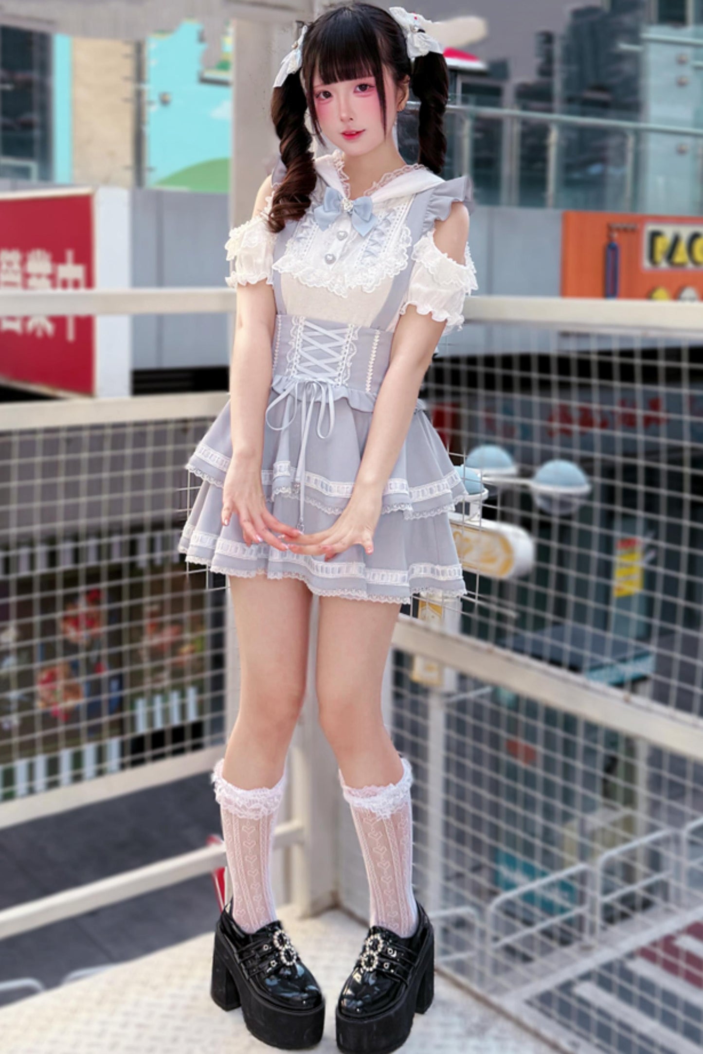 [Pre-Order] Angelcore Off-Shoulder Top + Tiered Skirt