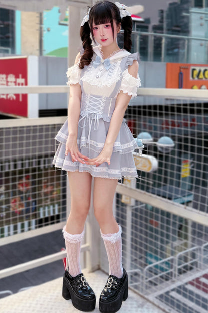 [Pre-Order] Angelcore Off-Shoulder Top + Tiered Skirt