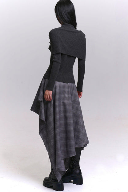 アトモスフェリックケープデザインニットトップ