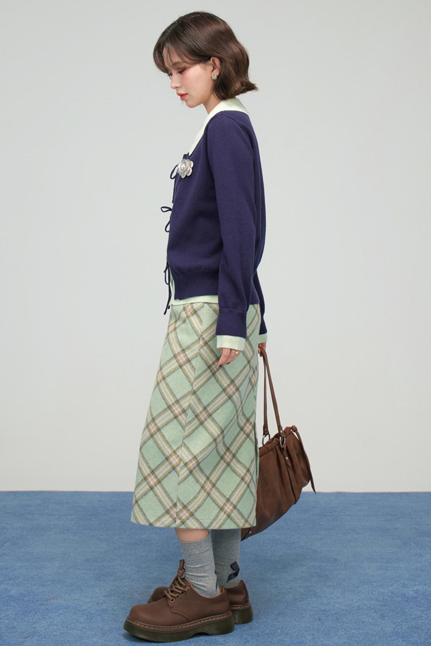 プルシアンブルーリボンカーディガン