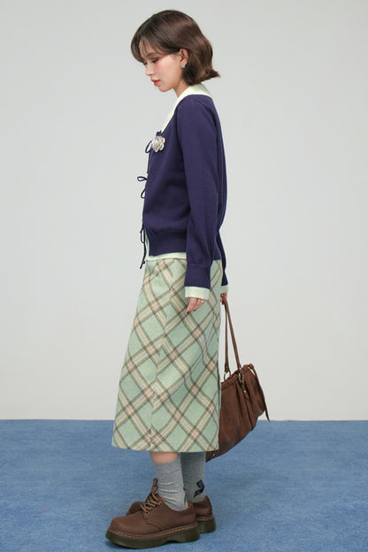 プルシアンブルーリボンカーディガン