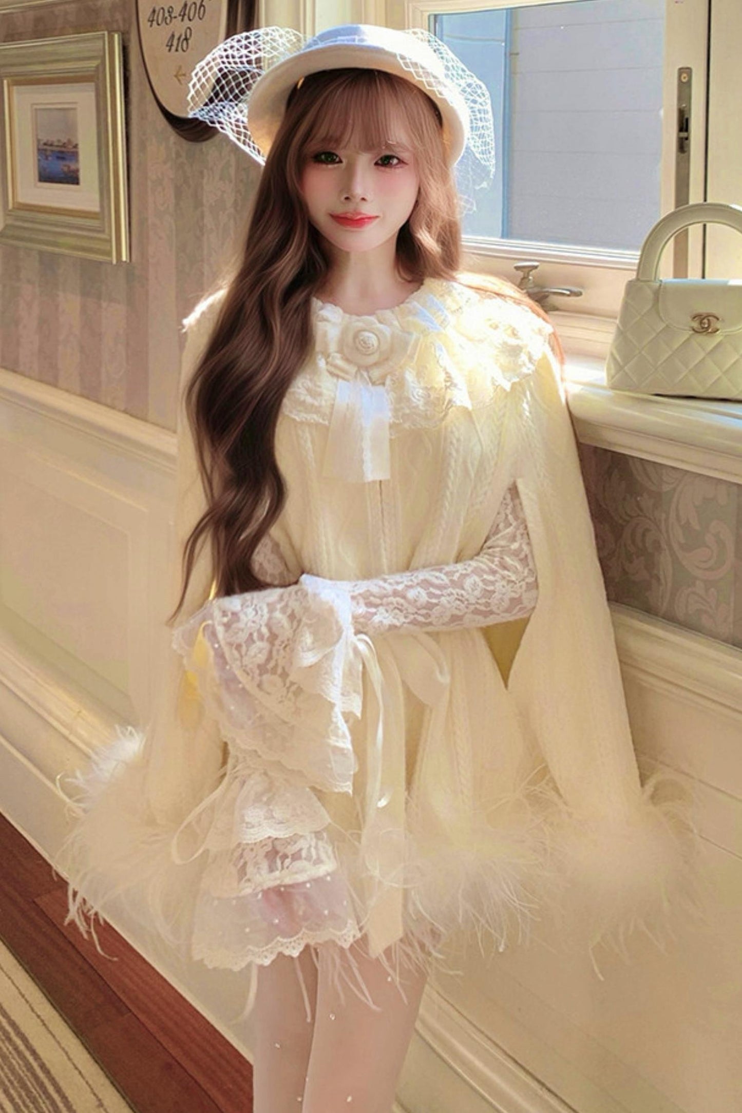 Lace Tight Flare Sleeve Hip Dress