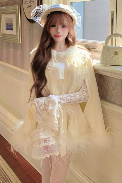 Lace Tight Flare Sleeve Hip Dress