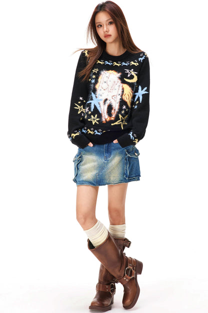 ホースジャカードニットセーター