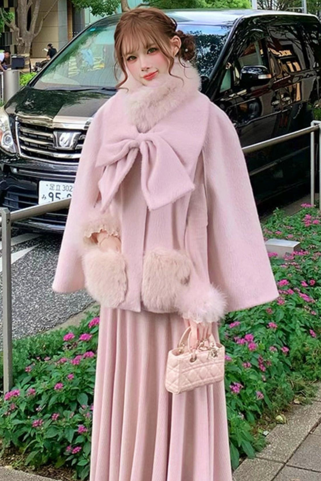 Ribbon Fur Coat + Fur Collar