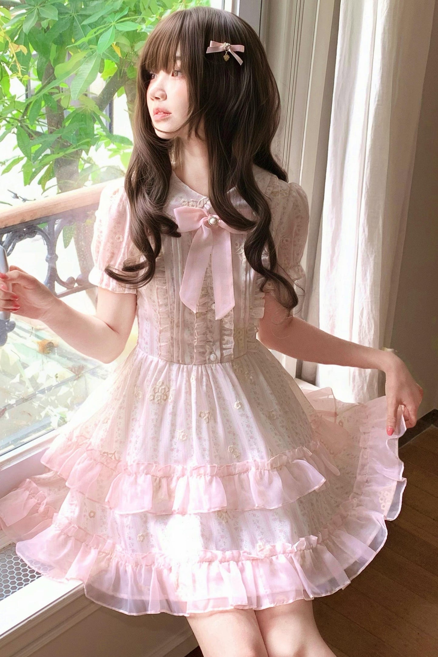 Pink Floral Doll Collar Dress