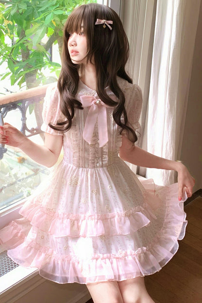 Pink Floral Doll Collar Dress