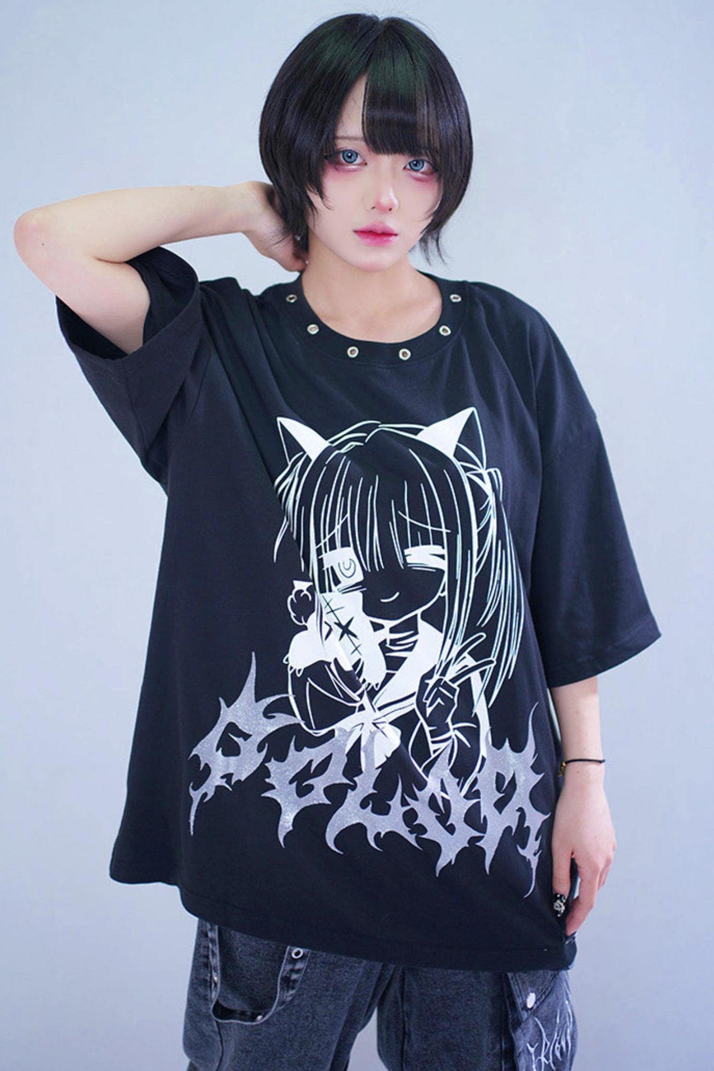 T-shirt imprimé chat pailleté