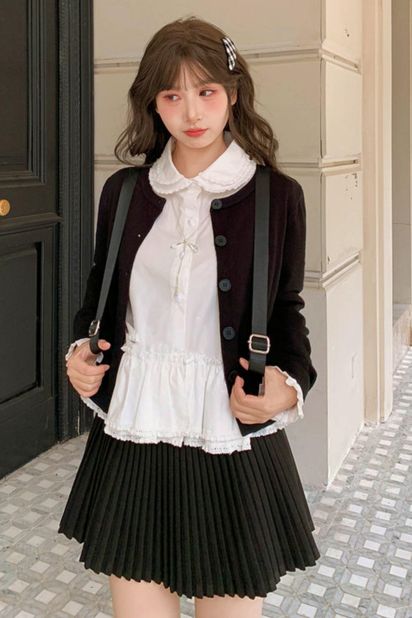 Double Layer Lace Doll Collar Blouse