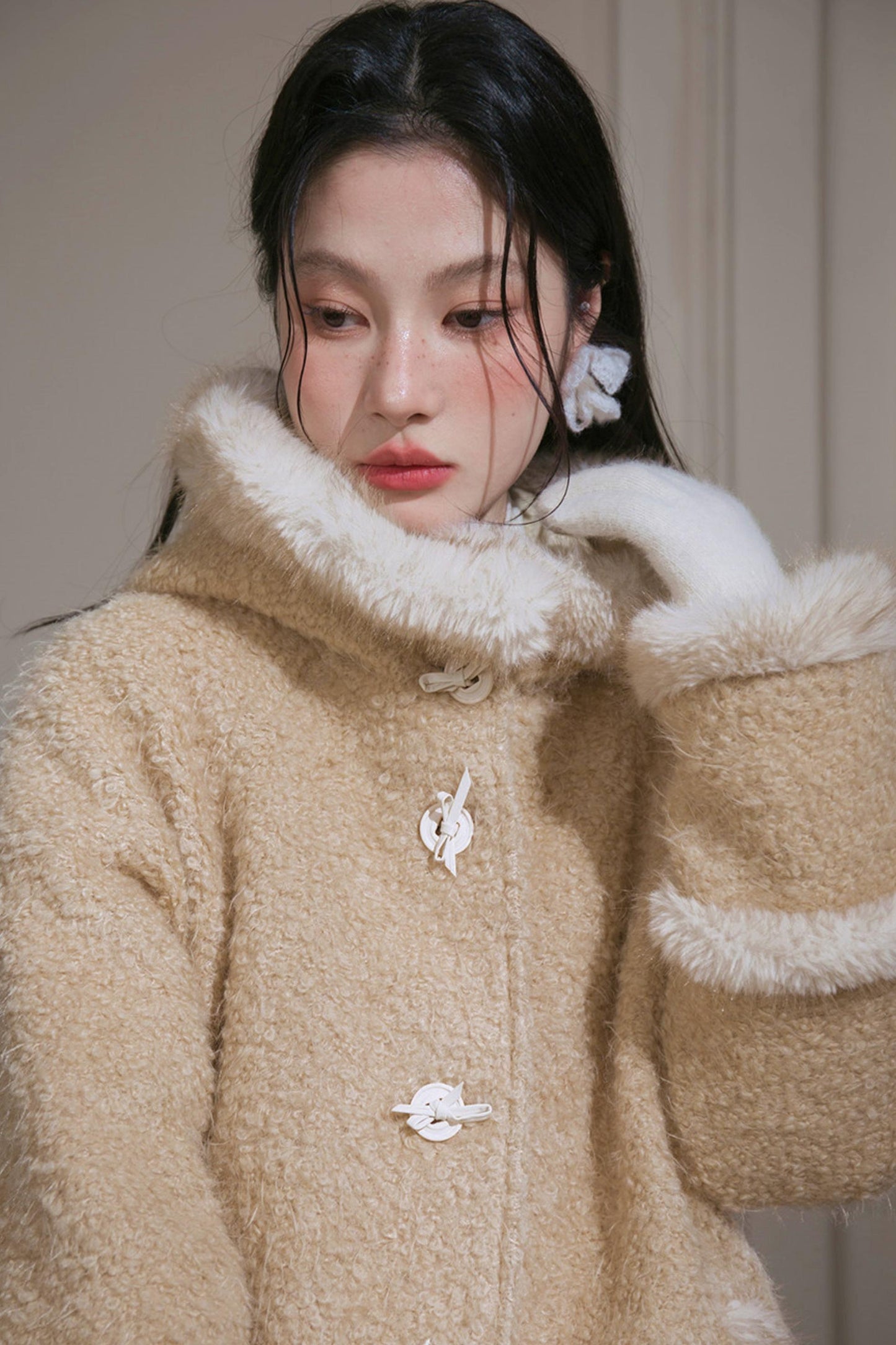 French Sweet Fur Hooded Coat