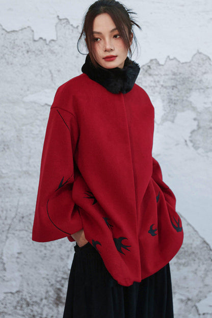 Fayan Embroidered Wool Coat