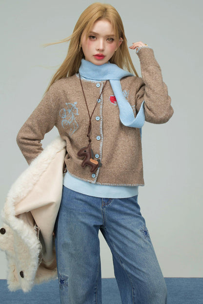 クレイブラウンウールカーディガン