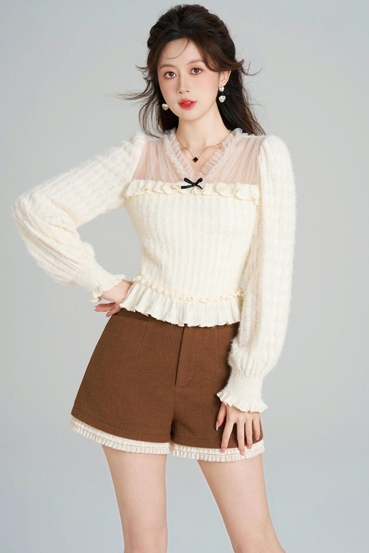 Unique Plush V-Neck Blouse