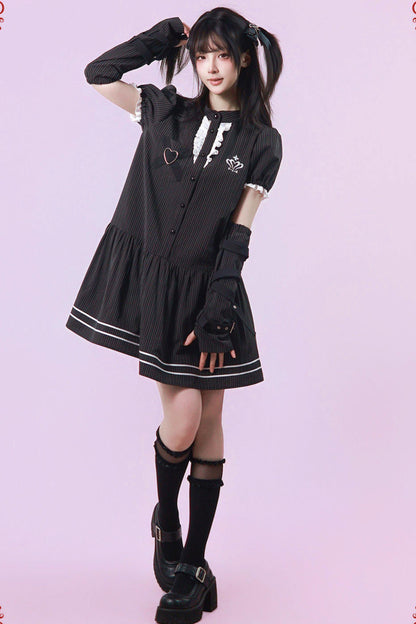 ハートリボンサブカル制服ワンピース