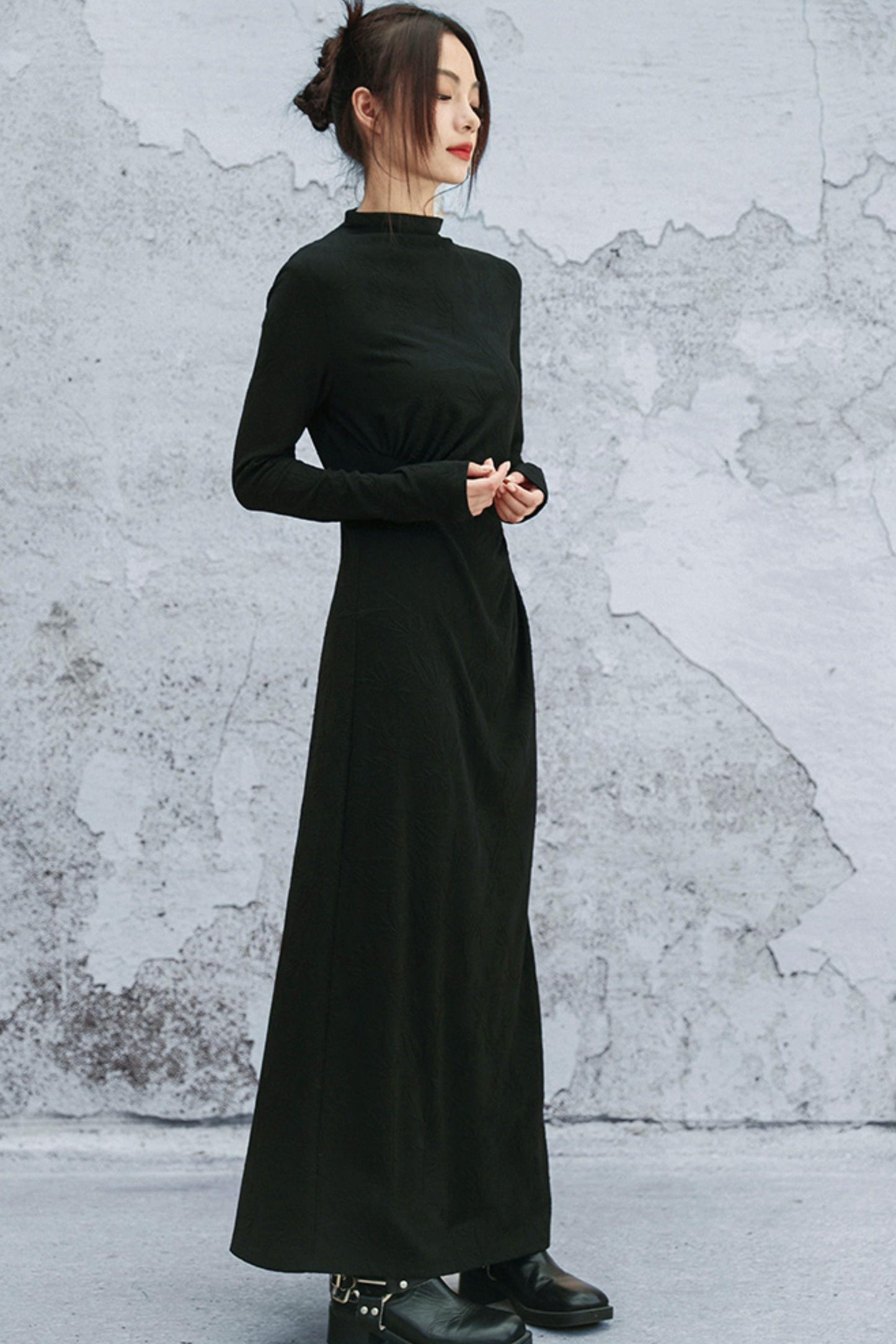 ブラックニットモードドレス