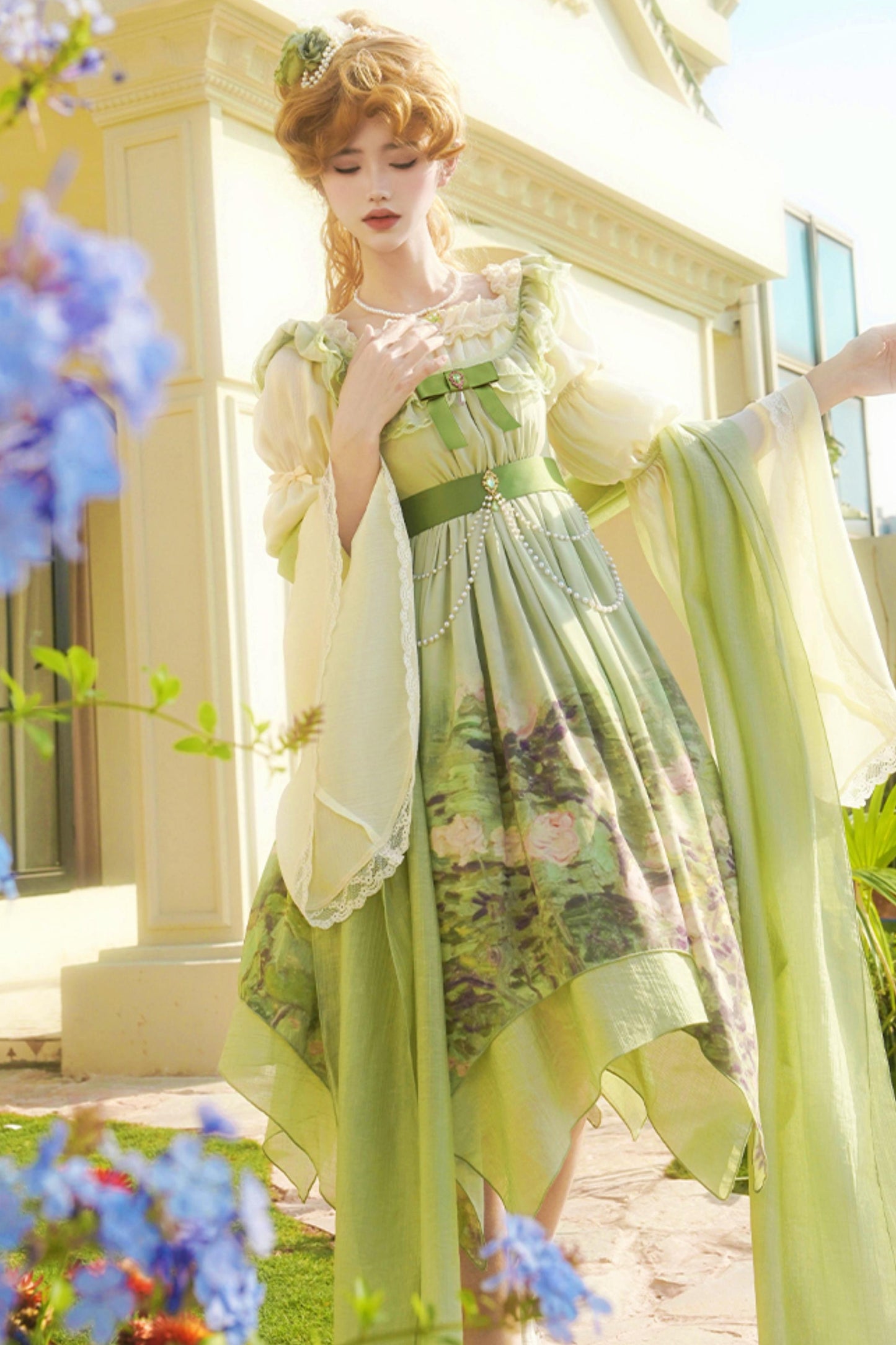 クラシックシフォンローズドレスセットアップ