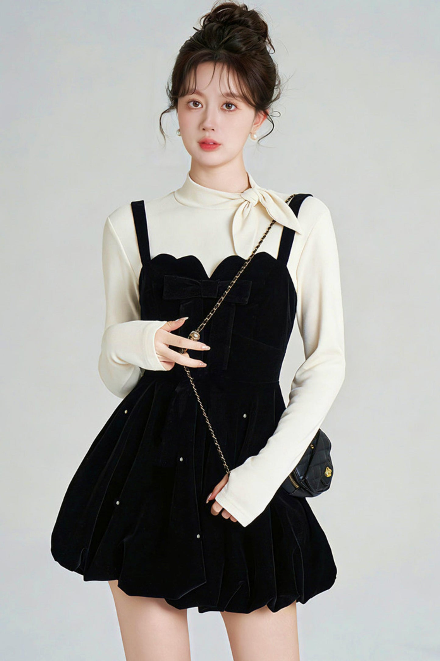 Black Velvet Beaded Dress + Top