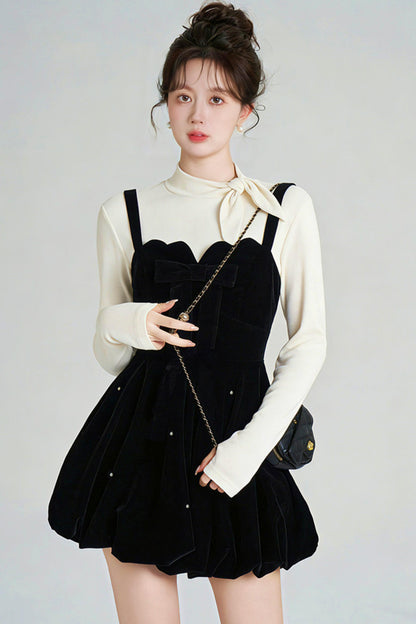 Black Velvet Beaded Dress + Top