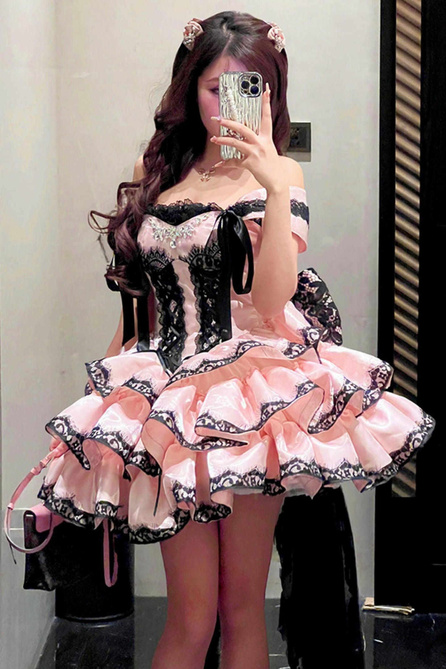 [Pre-order Item] Romantic Lace Mini Lolita Dress + Ribbon Train