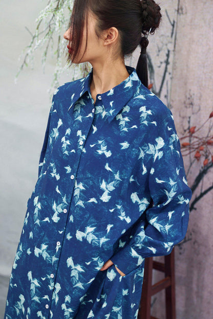 Vintage Blue Trench Shirt Dress