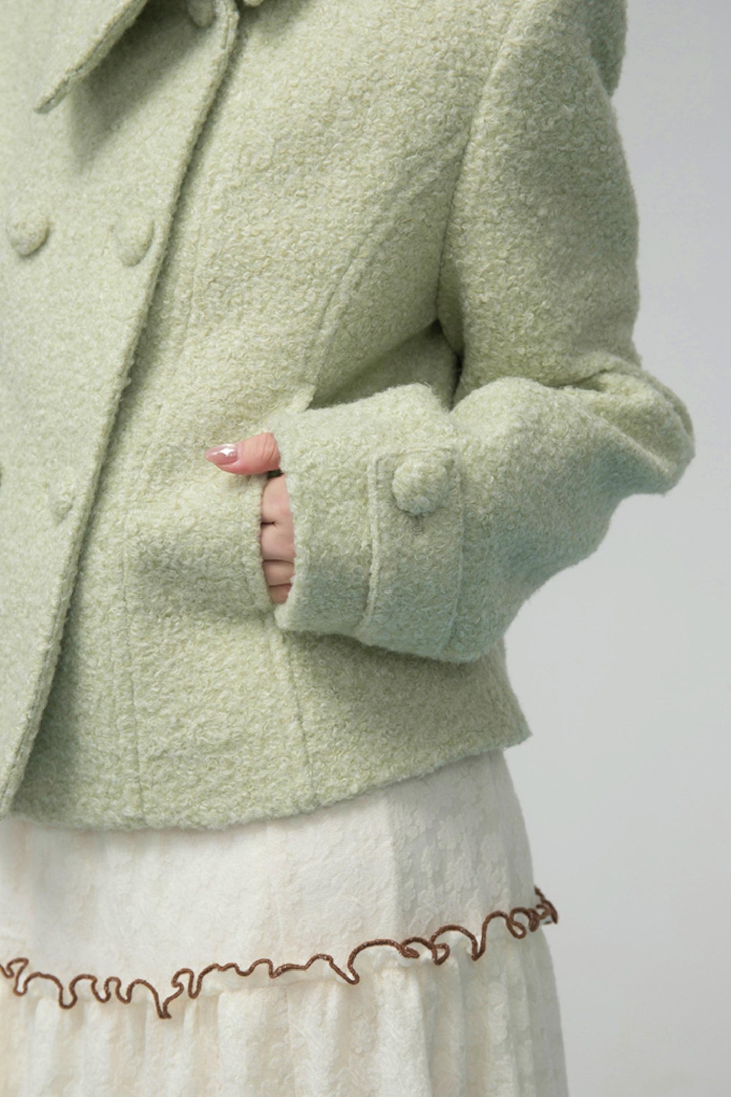 エレガントダイアゴナルウールンコート