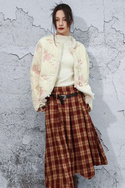 ダブルウエスティッドプラッドスカート