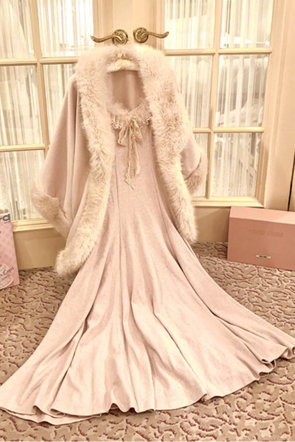 Lace Trimmed Feather Knit Dress