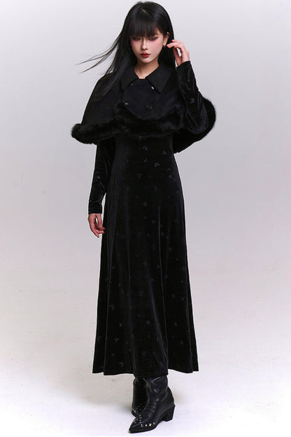 ブラックベルベットバタフライドレス
