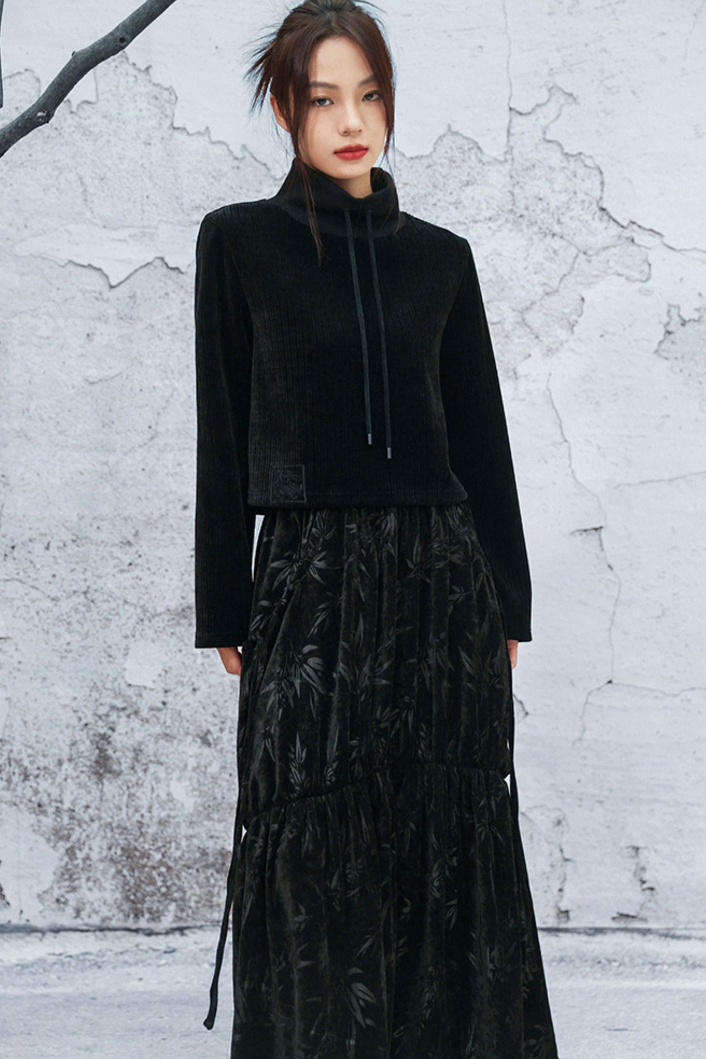 ダークバンブーリーフスカート