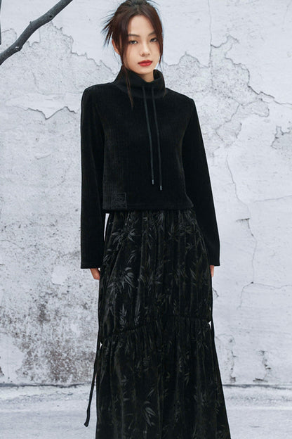 ダークバンブーリーフスカート