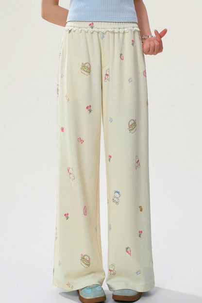 Hose mit Cartoon-Print und Drapierung