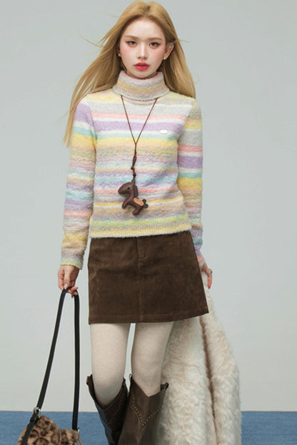 レインボーグラデーションストライプドセーター